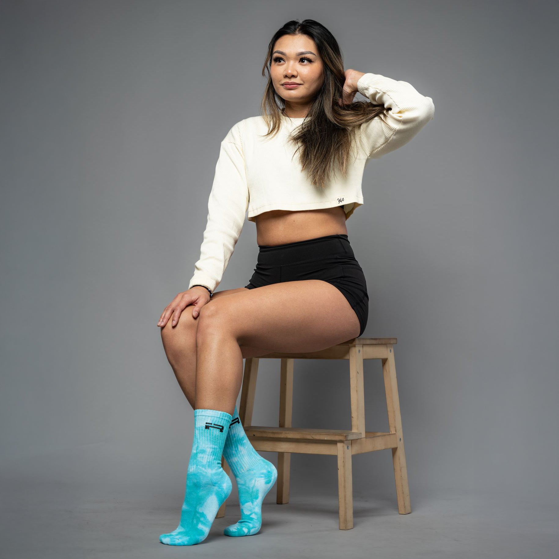 IR Logo Crew Socks (Teal Tie-Dye)