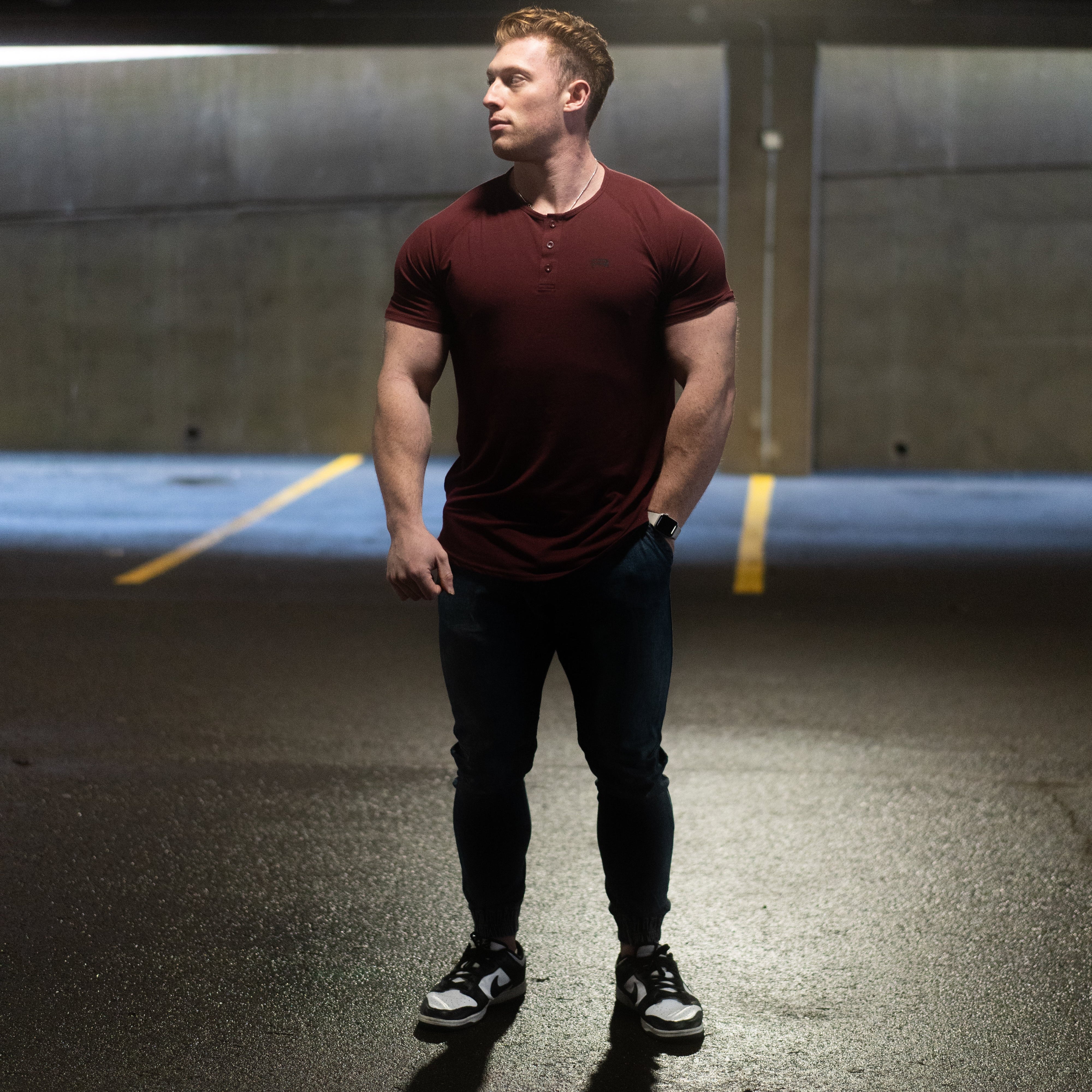 Elite Short Sleeve Henley (Ox Blood)