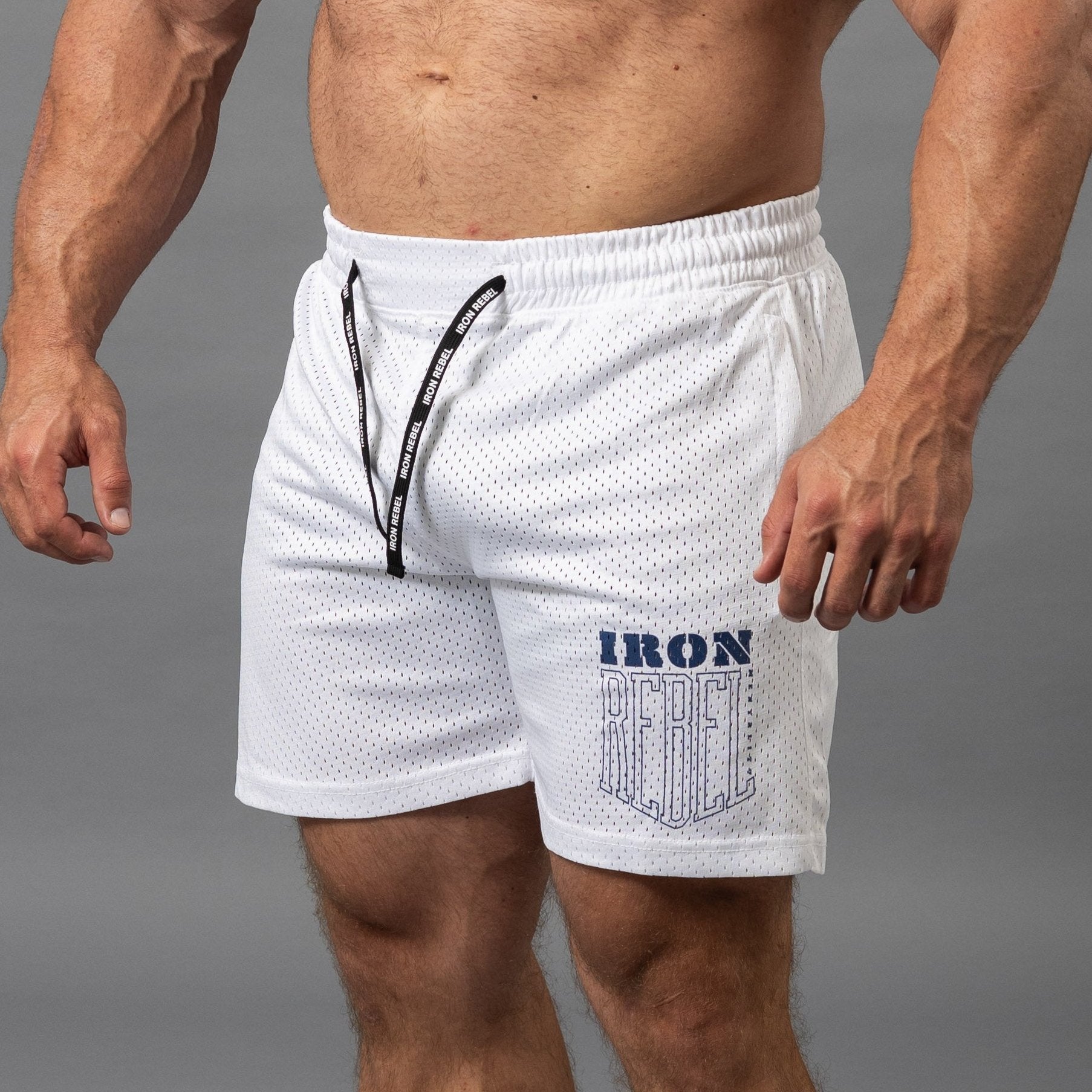 Crossbones Mesh Shorts White Lightweight Gym Shorts for