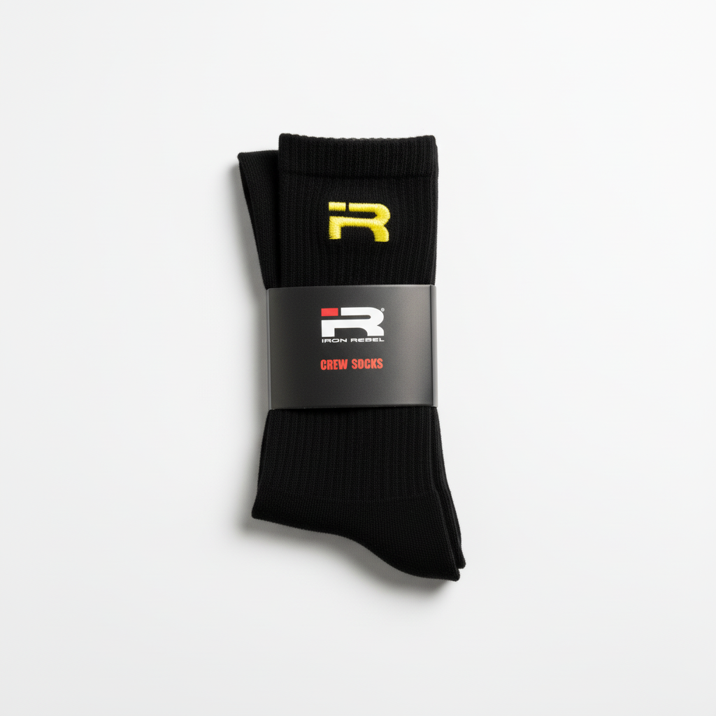 IR Logo Embroidered Crew Socks (Black/Gold)