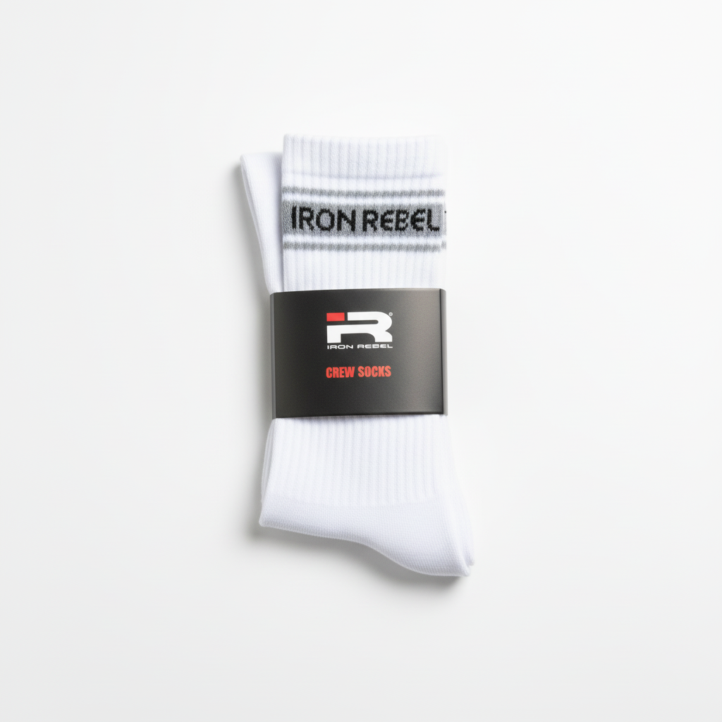 🎁 Iron Rebel Stripe Crew socks (White) (100% off)