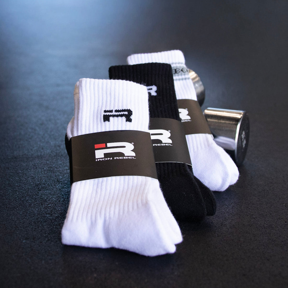 Iron Rebel Stripe Crew socks (White)