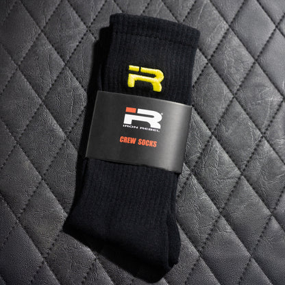 IR Logo Embroidered Crew Socks (Black/Gold)