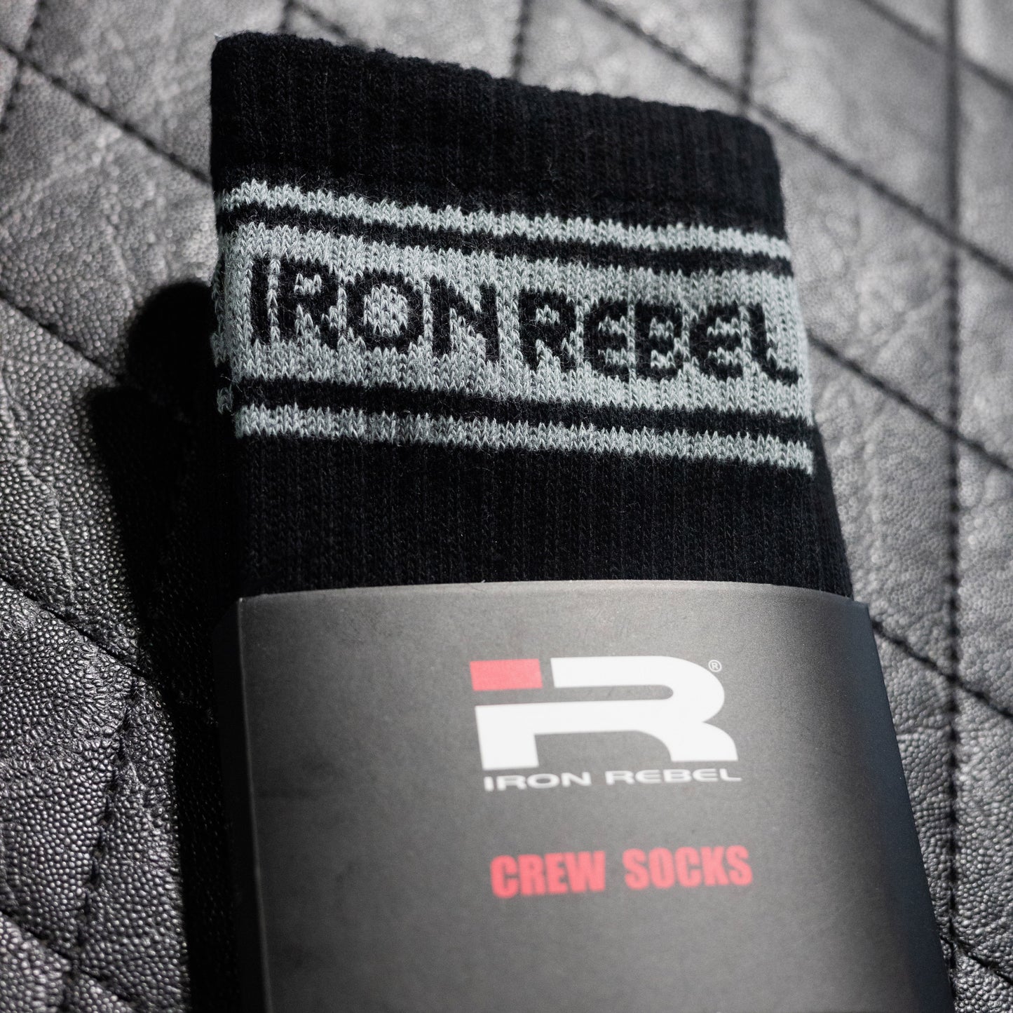 Iron Rebel Stripe Crew Socks (Black)