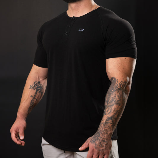 Elite Short Sleeve Henley (Black)