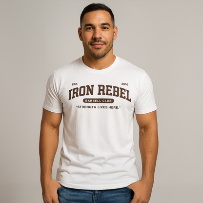 Barbell Club (White) Premium Fitted Gym T-shirt