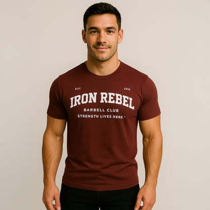 Barbell Club (Maroon) Premium Fitted Gym T-shirt