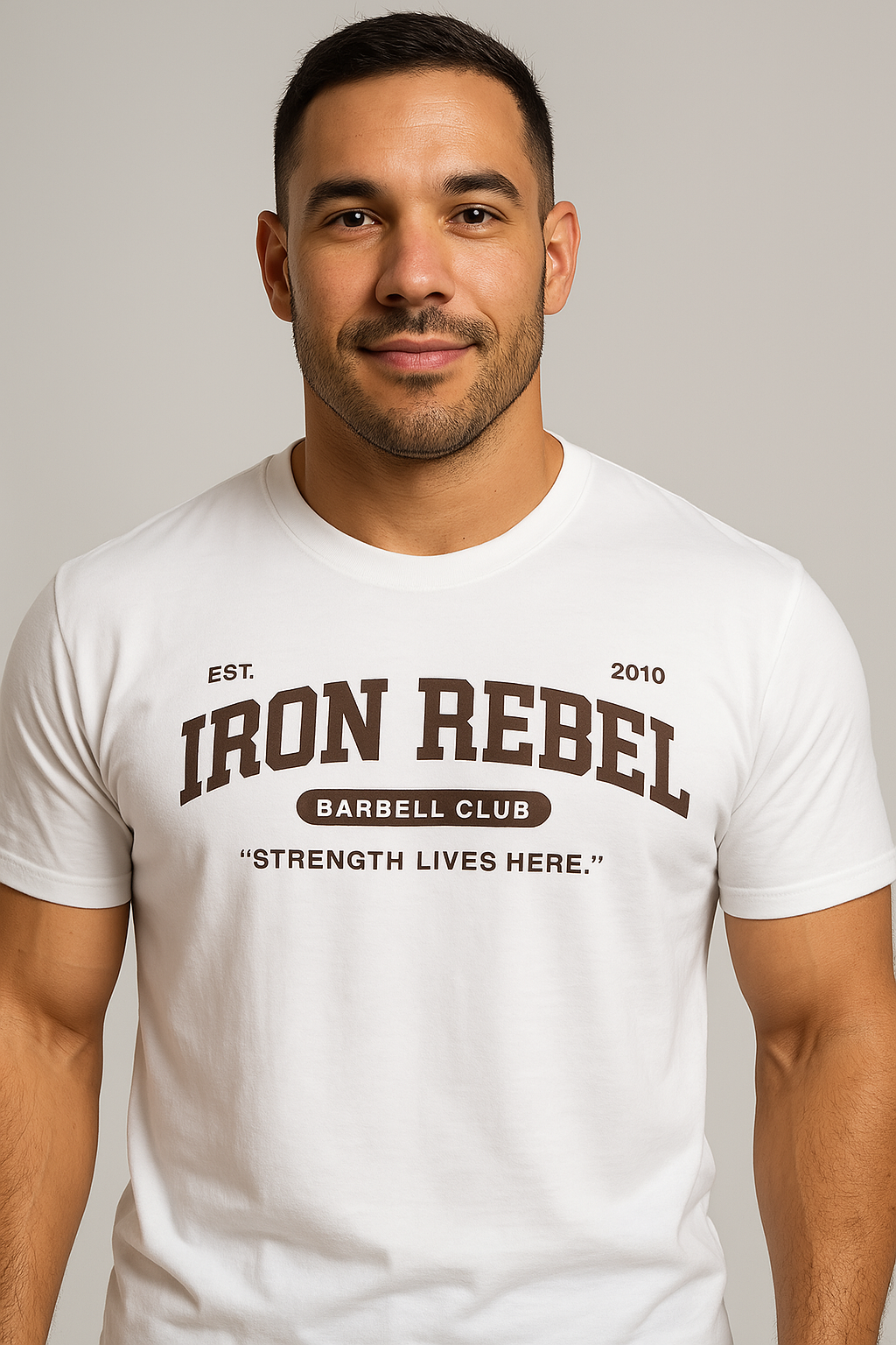 Barbell Club (White) Premium Fitted Gym T-shirt