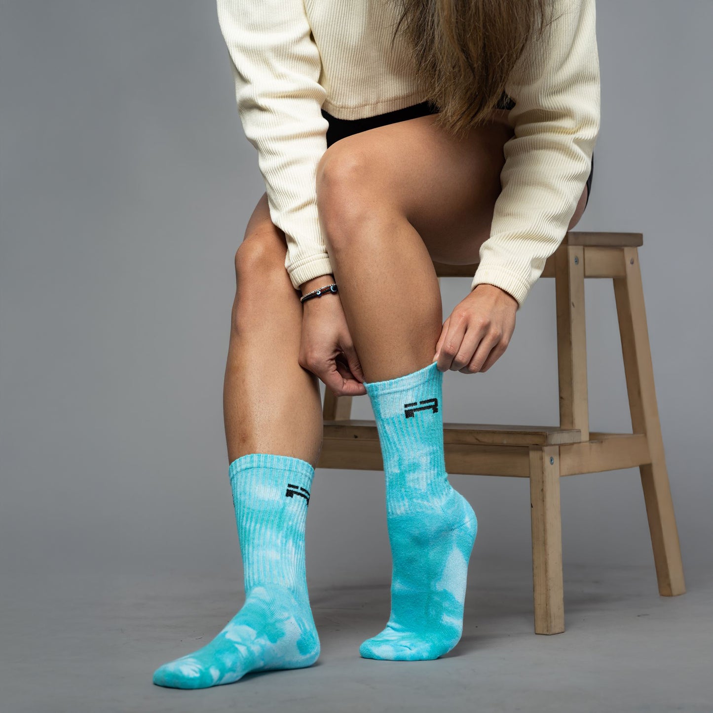 IR Logo Crew Socks (Teal Tie-Dye)