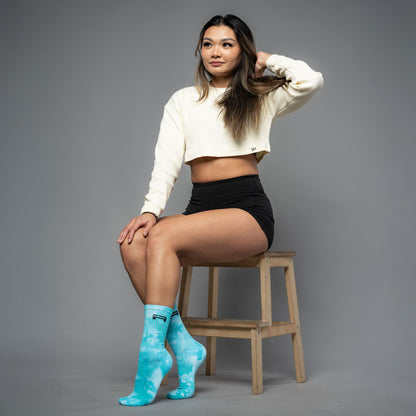 IR Logo Crew Socks (Teal Tie-Dye)
