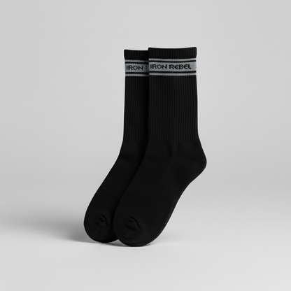 Iron Rebel Stripe Crew Socks (Black)