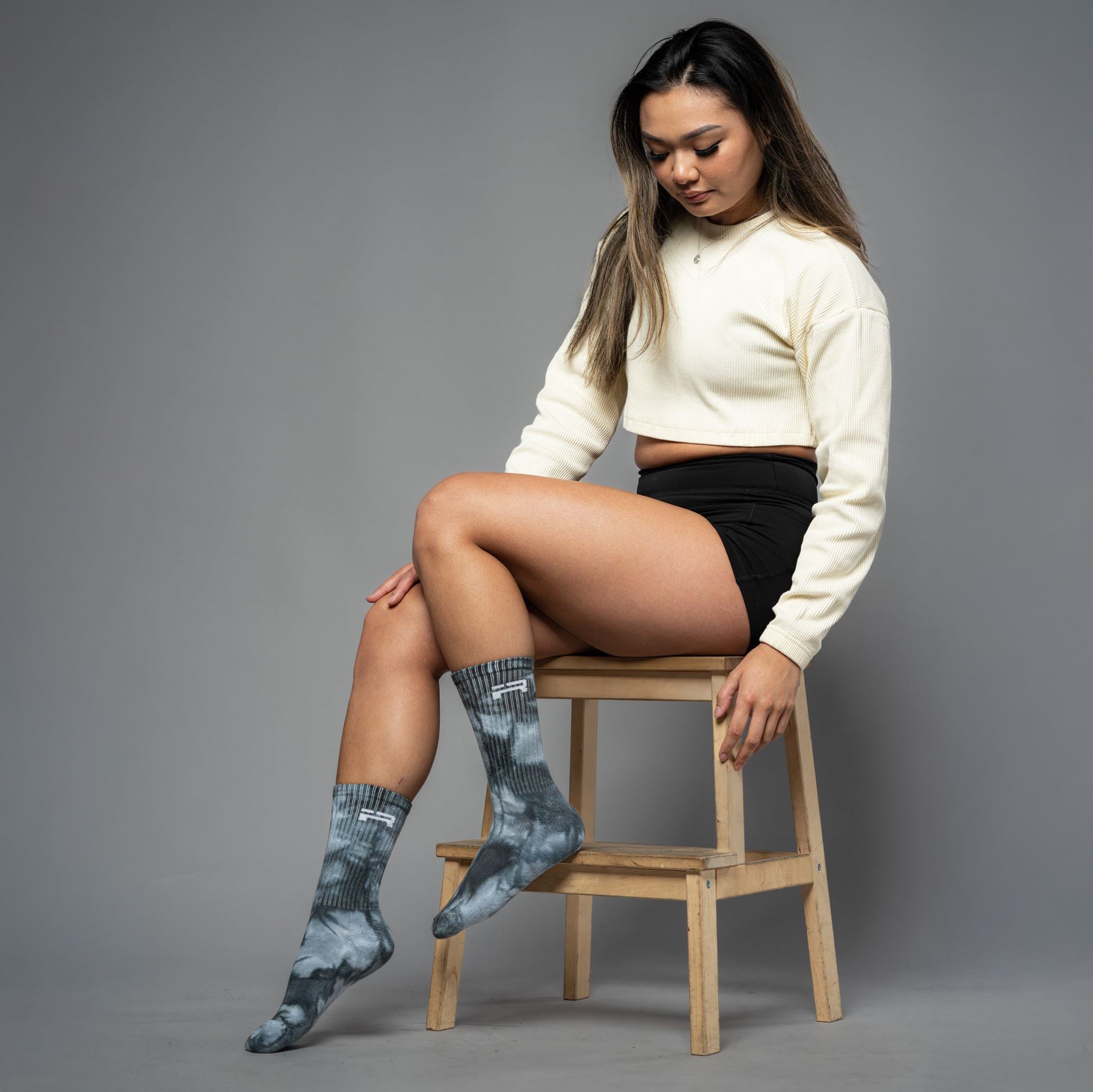 IR Logo Crew Socks (Charcoal Tie-Dye)