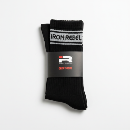 Iron Rebel Stripe Crew Socks (Black)