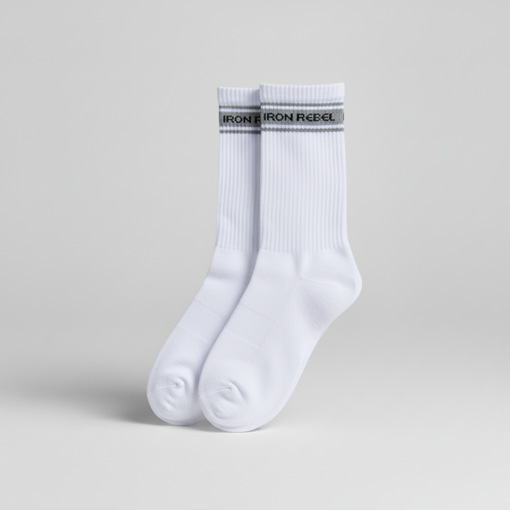 Iron Rebel Stripe Crew socks (White)